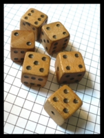Dice : Dice - 6D Pipped - Wood Set of 6 Dice With Black Painted Pips